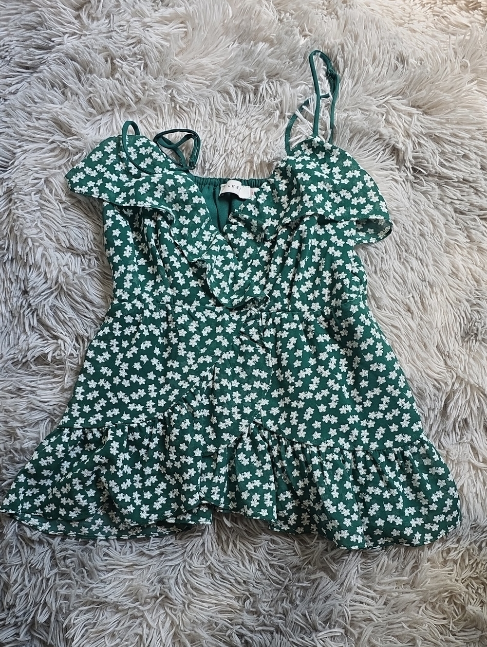 Lush Green Floral Ruffle Sundress